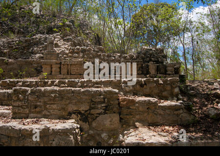 Mayan Ruins, Yaxunah, Yucatan, Mexico Stock Photo