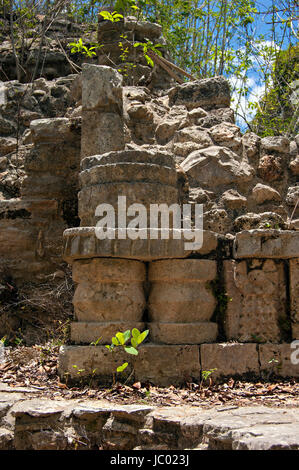 Mayan Ruins, Yaxunah, Yucatan, Mexico Stock Photo