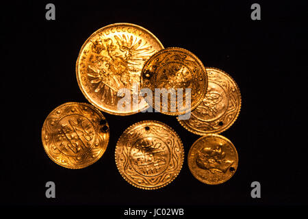 Golden coins, German antique Stock Photo