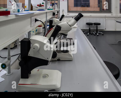 Modern electronic microscopes in biotechnology forensic laboratory Stock Photo