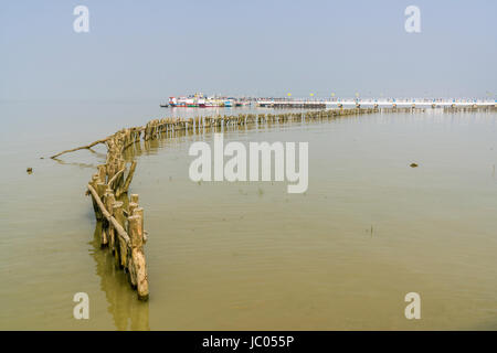 The jetty in Kakdwip is the starting point for ferry boats to Ganga Sagar Island in the Gulf of Bengal Stock Photo