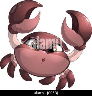 Crab isolated on white background. Fresh seafood. Serrated mud crab. Stock Vector
