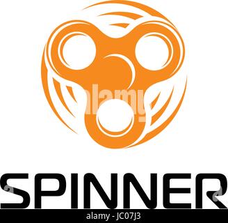 Spinner logo design. Entertaining gaming device, simple mechanism for fan, soothing. flat orange color vector illustration eps10 Stock Vector