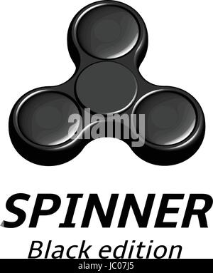 Spinner logo realistic design. Entertaining gaming device, simple mechanism for fan, soothing. 3d vector illustration eps10 Stock Vector