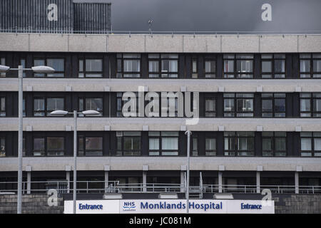 NHS Monklands Hospital has been affected by the recent cyber-attack.  Featuring: General view Where: Cumbernauld, United Kingdom When: 13 May 2017 Credit: WENN.com Stock Photo