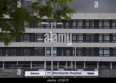 NHS Monklands Hospital has been affected by the recent cyber-attack.  Featuring: General view Where: Cumbernauld, United Kingdom When: 13 May 2017 Credit: WENN.com Stock Photo