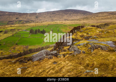 A beautiful irish mountain landscape in spring. Gleninchaquin park in Ireland. Stock Photo