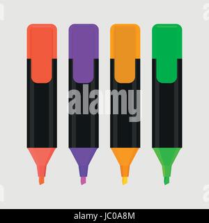 highlighter pen isolated icon with white background, vector illustration Stock Vector