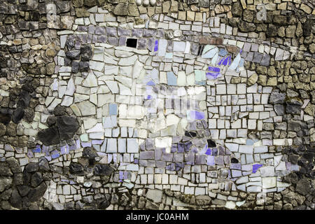 Handmade glass tiles in urban walls, decoration and construction Stock Photo