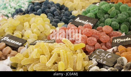 Sweet sugary fruits in food market, insane food Stock Photo