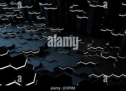 Abstract 3D dark blue hexagonal background Stock Photo