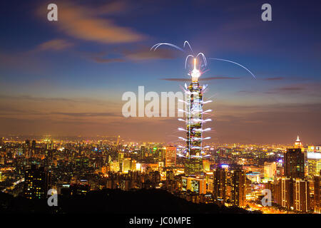 Taipei101 firework show for adv or others purpose use Stock Photo