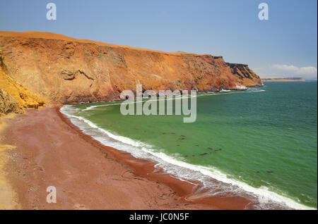 Roja Beach in Paracas National Reserve, Peru. Main purpose of the Reserve is to protect marine ecosystem and historical cultural heritage. Stock Photo