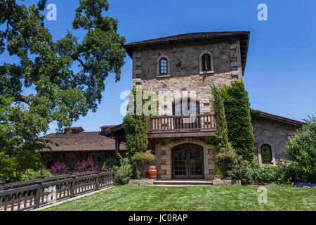 stone winery building, V Sattui Winery, Saint Helena, Napa Valley, Napa County, California, United States Stock Photo
