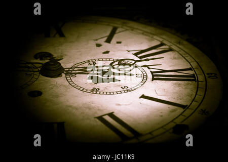 Abstract creative photo of dark clock face. Stock Photo