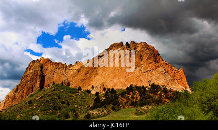 Garden of the Gods is located in Colorado Springs, Colorado, US. It is designated a National Natural Landmark. Stock Photo