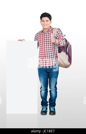 Young College Man Student Showing Whiteboard Thumbsup Stock Photo