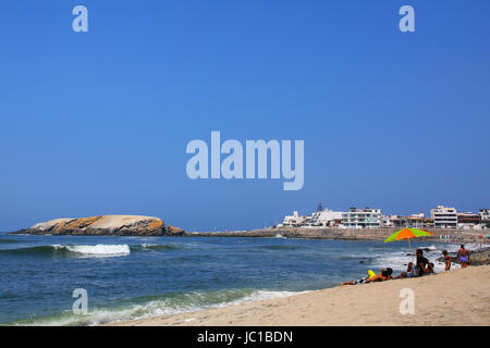 Sandy beach of Punta Hermosa in Peru. Punta Hermosa is a popular beach town not far from Lima. Stock Photo