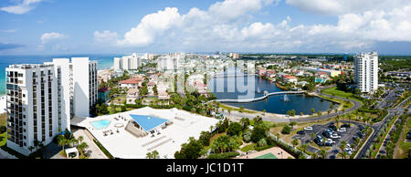 Destin, FL, USA - July 24 2014: Panorama of touristic Destin on the Emerald coast of Florida. Stock Photo