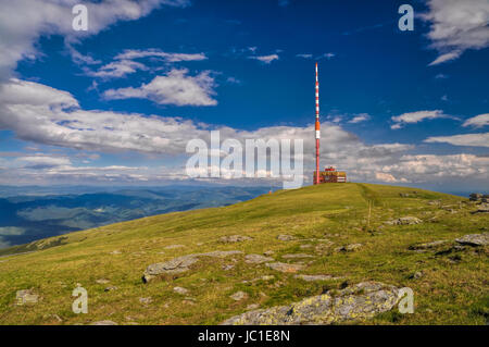 Panoramic view of radio mast on Kráľova hoľa mountain in Low Tatras Stock Photo