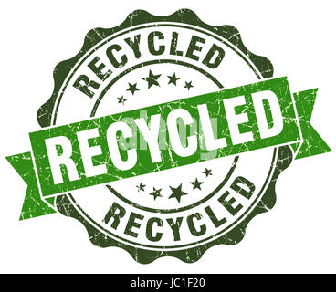 Recycled green grunge retro style isolated seal Stock Photo