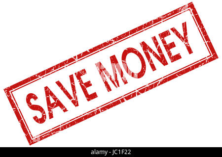 save money red square stamp Stock Photo