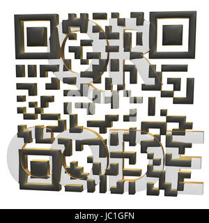 Abstract example of a three-dimensional QR code as a background Stock Photo