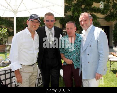 . Andrea Panconesi, patron of Luisa via Roma.com, Lapo Elkann and Alessandro Squarzi. At Villa San Michele In the picture, with Scott Schuman. Stock Photo