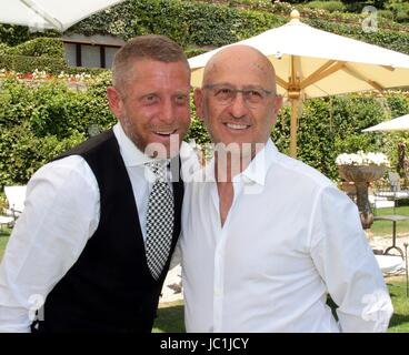 . Andrea Panconesi, patron of Luisa via Roma.com, Lapo Elkann and Alessandro Squarzi. At Villa San Michele. Stock Photo