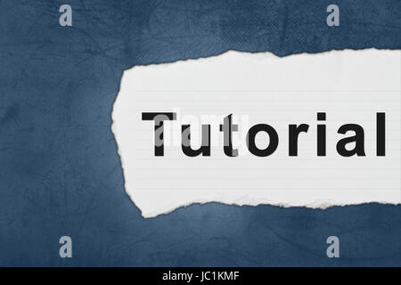 tutorial with white paper tears on blue texture Stock Photo