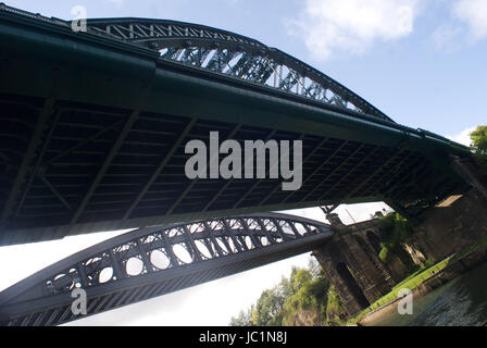 Wearmouth road and railway bridges over the river Wear. Sunderland Stock Photo