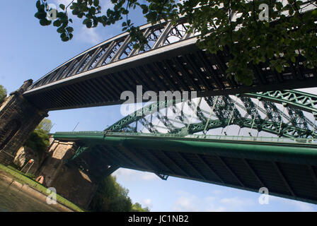 Wearmouth road and railway bridges over the river Wear. Sunderland Stock Photo