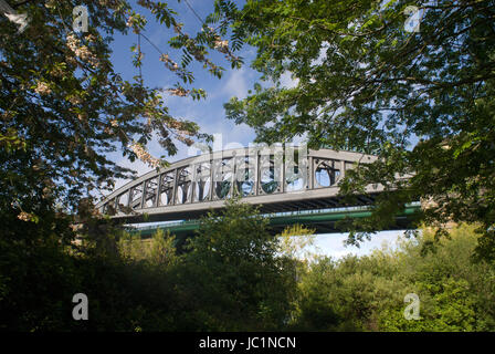 Wearmouth road and railway bridges over the river Wear. Sunderland Stock Photo