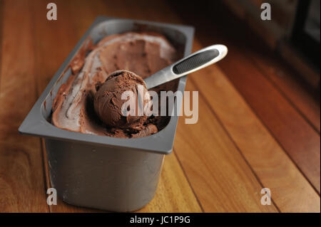 Homemade Chocolate ice cream scoop Stock Photo