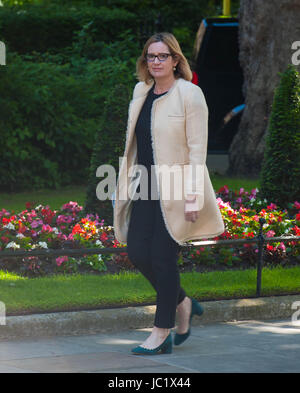 London, UK. 13th June, 2017. Secretary of State for the Home Department Amber Rudd arrives at Downing Street. Prime Minister will hosts leader of the DUP for talks, as May seeks to negotiate a deal for Unionist support for a Conservative minority government. Theresa May announced following last week's General Election that she would be seeking to form a government alongside the DUP after the Conservative Party failed to secure an overall majority in the House of Commons. Credit: Michael Tubi/Alamy Live News Stock Photo