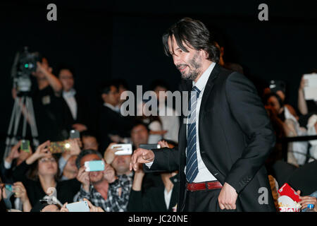 Tokyo, Japan. 13th Jun, 2017. Actor Keanu Reeves attends a premiere for his movie John Wick: Chapter 2, on June 13, 2017, Tokyo, Japan. Reeves and director Chad Stahelski came to Japan to promote ''John Wick: Chapter 2, '' a much awaited sequel to their 2014 hit ''John Wick, '' which hits Japanese theaters on July 7. Credit: Rodrigo Reyes Marin/AFLO/Alamy Live News Stock Photo