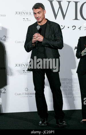 Tokyo, Japan. 13th Jun, 2017. Director Chad Stahelski speaks during a premiere for his movie John Wick: Chapter 2, on June 13, 2017, Tokyo, Japan. Keanu Reeves and Stahelski came to Japan to promote ''John Wick: Chapter 2, '' a much awaited sequel to their 2014 hit ''John Wick, '' which hits Japanese theaters on July 7. Credit: Rodrigo Reyes Marin/AFLO/Alamy Live News Stock Photo
