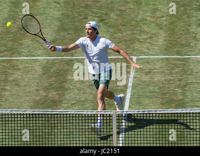 Stuttgart, Germany. 13th June, 2017. Germany's Tommy Haas plays against France's Herbert during their first round match in Stuttgart, Germany, 13 June 2017. Photo: Daniel Maurer/dpa/Alamy Live News Stock Photo