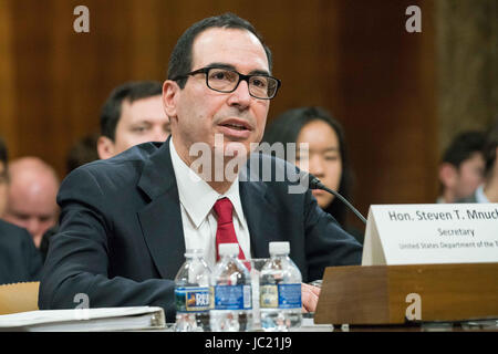 Washington, DC, USA. 13th June, 2017. Treasury Secretary Steven Mnuchin testifies before the Senate Budget Committee to examine the proposed budget request for FY2018 and revenue proposals. Credit: Ken Cedeno/ZUMA Wire/Alamy Live News Stock Photo