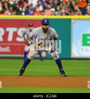 Houston, TX, USA. 12th June, 2017. Texas Rangers second baseman Rougned Odor (12) waits for a pitch during the MLB game between the Texas Rangers and the Houston Astros at Minute Maid Park in Houston, TX. John Glaser/CSM/Alamy Live News Stock Photo