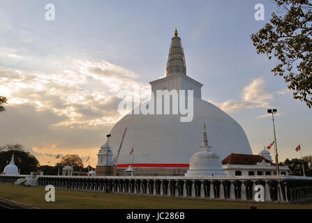 Ancient white Buddhist Mirisavatiya Dagoba Stupa in Anuradhapura, Sri Lanka