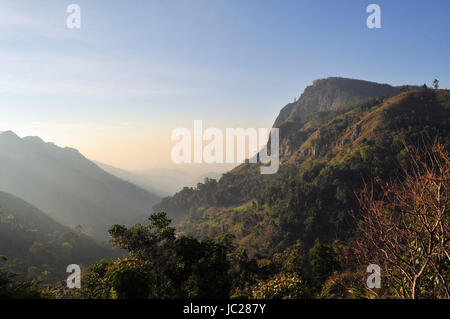 Ella Rock mountain in the tea plantation hill region of central Sri Lanka Stock Photo