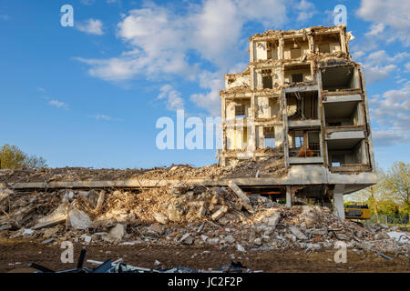 Old building is being demolished to make way for new construction Stock Photo