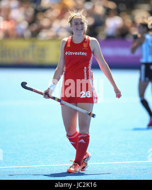 England's Lily Owsley during the Investec International match at Lee Valley Hockey Centre, London. Stock Photo