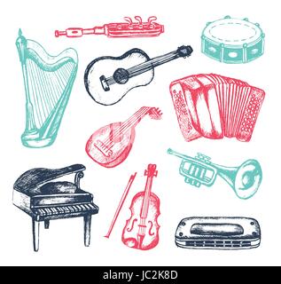 Music Instruments Set Banner With Copy Space Musical Concept Stock ...