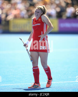 England's Lily Owsley during the Investec International match at Lee Valley Hockey Centre, London. Stock Photo