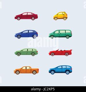 Car Classification - modern vector flat design icons set. Stock Vector