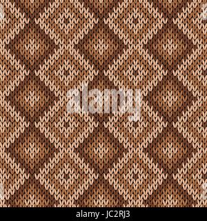 Knitting seamless vector pattern as a fabric texture in warm beige and brown hues Stock Vector
