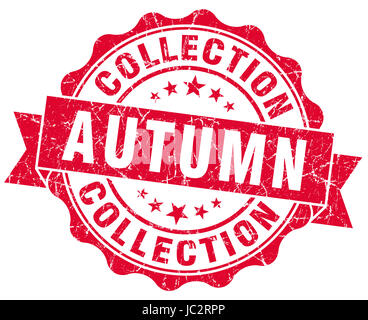 autumn collection red grunge stamp Stock Photo