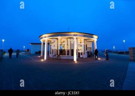 North Sea island, Norderney, East Frisia, Germany,  the Milchbar - milk bar, lounge, bar, restaurant, a trendy meeting place on the beach promenade, Stock Photo